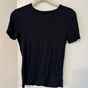 A new day black ribbed short sleeve tee